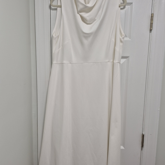 Donna Karan White Cowl Neck A-Line Midi Dress - Picture 2 of 8